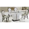 Modern luxury glass Marble top solid wood base dinning table set