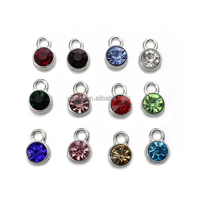 

Stainless Steel 12 Month Zodiac Glass Crystal Birthstone Pendant Charms Jewelry Making Accessories for Bracelet Necklace