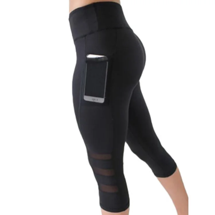 Fitness Sport wears Women wholesale mesh leggings workout with pockets yoga pants sport capri leggings