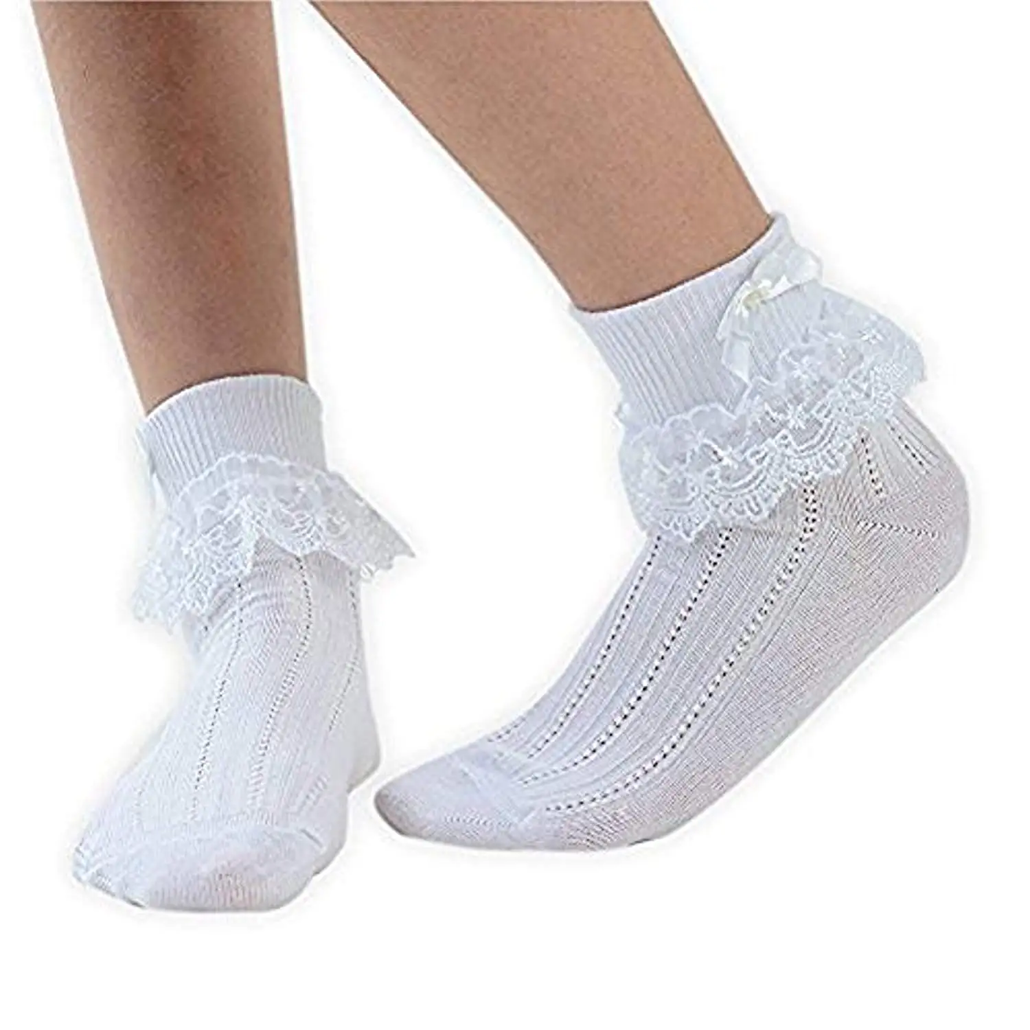 Buy Chic Wedding Ribbed Frilly Ankle Socks For Girls Pink Or White 1 3 