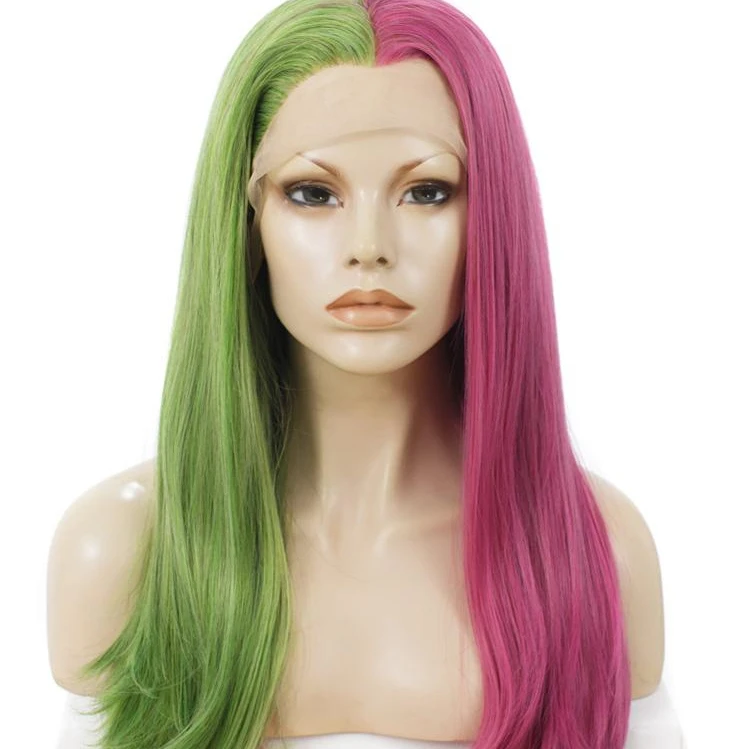 

Heat resisting high quality synthetic lace front wig, Yellow and cream
