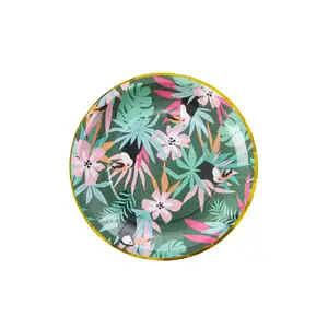 Image of Wholesale Tropical Summer Boho Party Decoration Disposable Custom Round Paper Plates