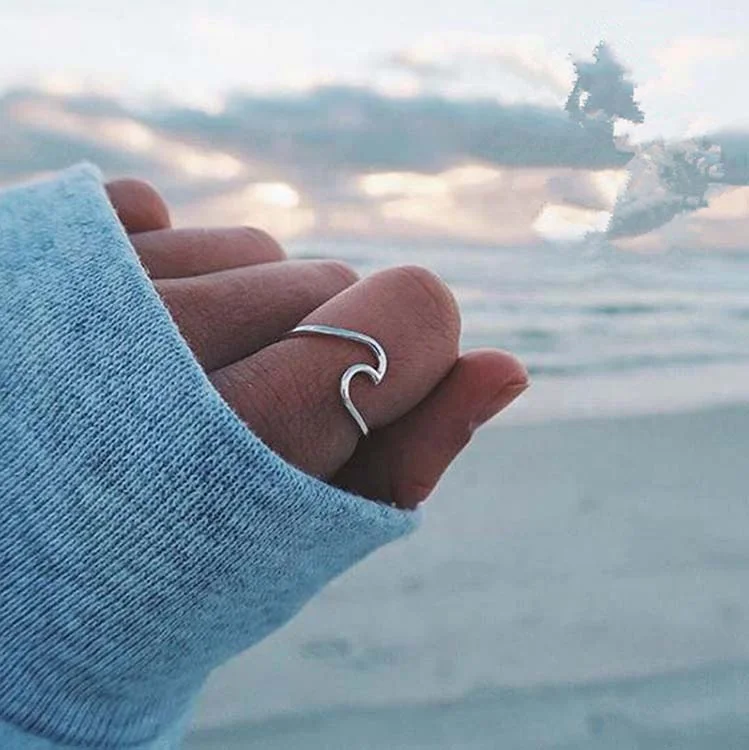 

Simple fashion alloy wave ring jewelry silver rings for women, Picture shows