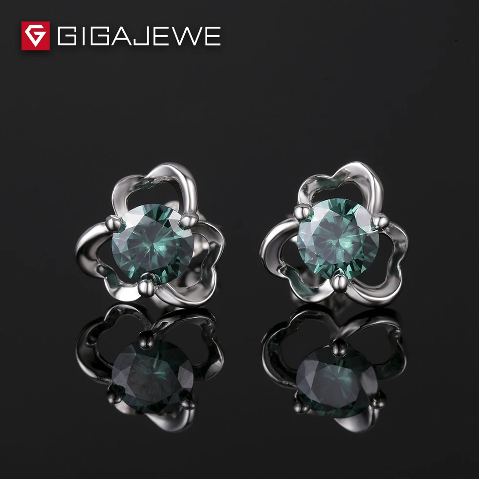 

IGAJEWE Deep Green Color Total 0.8ct Lab Grown Gem 3-Prong Forever Certified Moissanite stone Earrings Romantic Jewelry