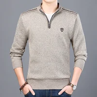 

new design high crew neck long sleeve man zip up winter pullover knit