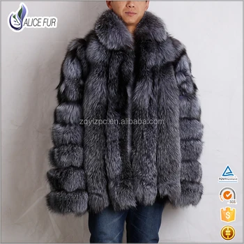 real silver fox fur coat