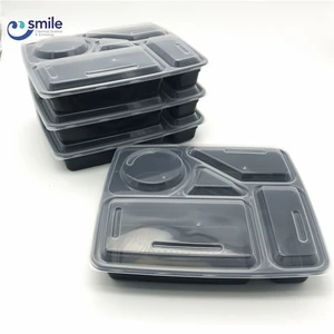 Image of Leakproof disposable plastic pp takeaway 5 compartment food packaging containers bento box for delivery