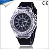 Geneva diamond women crystal 7 colors led light watch unisex silicone fashion flash up backlight quartz watches GW134