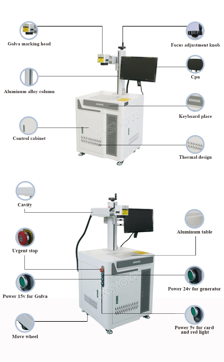 2019 latest design 100 watt fiber laser marker ipg raycus source for metal and plastic