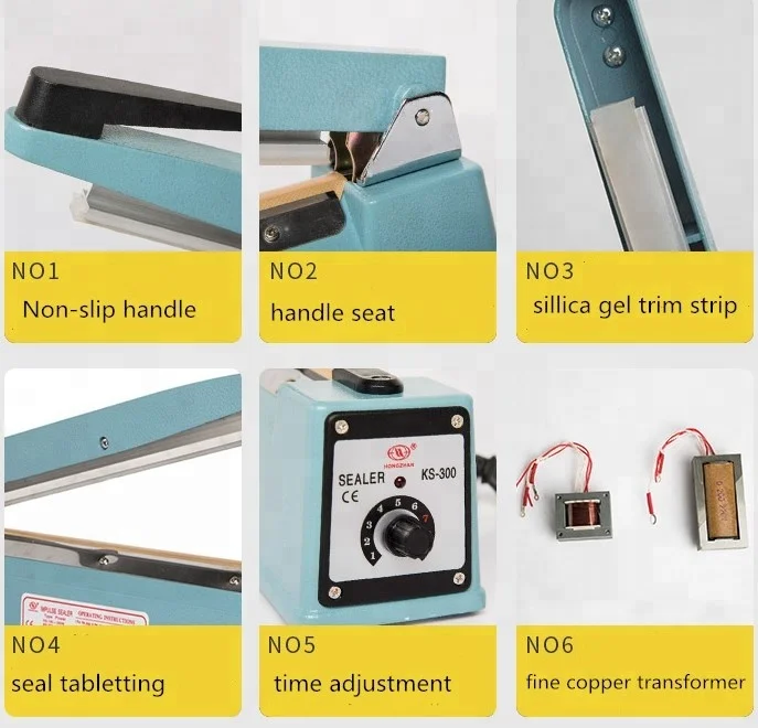 Impulse Heat Sealer 12" 300mm Plastic Pp Pe Bag Sealing Machine Food