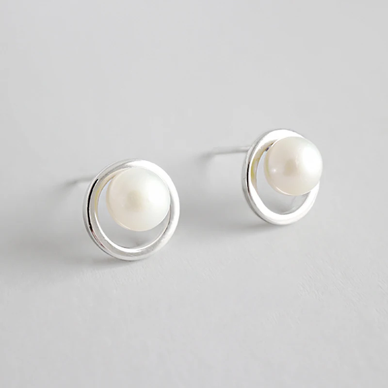 

2019 925 Sterling silver real New Model pearl stud earring silver, Customized color