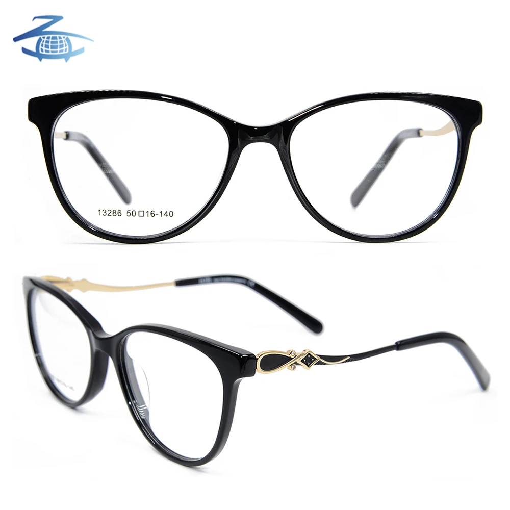 Fashion Cat Eye Acetate With Gold Metal Plating Temple Glasses Frames Eyewear For Women Buy