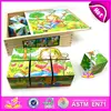 2015 New wooden puzzle for kids,16 little girl Swing picture cube puzzle for children,wooden jigsaw puzzle for baby W14F003