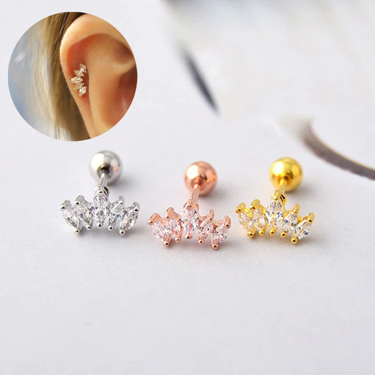 

Best Selling Low MOQ Available hypoallergenic Crown cartilage piercing earrings