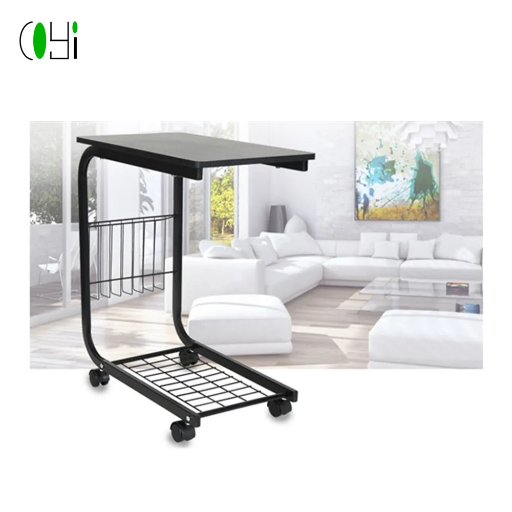 Moving Rolling Laptop Desk Cart Bedside Hospital Table Tv Food Tray With Braking Wheels