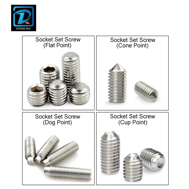 
Stainless Steel 304 Flat Point Hex Socket Set Screw 