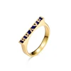 Custom letter gold 925 Sterling silver lapis blue enamel signet bar brave ring