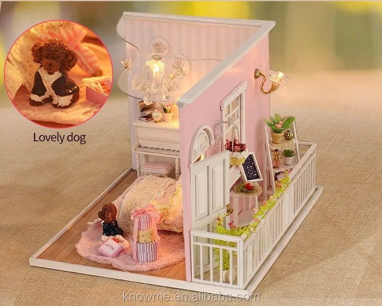 Diy Doll House Wooden Miniature Dollhouse Dream House With Furniture