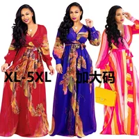 

Wholesale Fashion Women Plus Size Maxi Print Dress Long High Quality Summer Beach Chiffon Party Dress