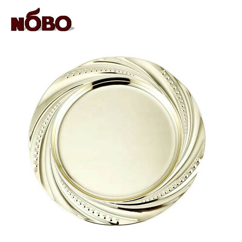 

Factory Price Hotel Serving Metal Used beaded Decorative Stainless Steel Luxury Rose Gold Dinner Charger Plates