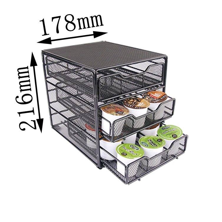

3 Tier Metal Mesh Kitchen storage coffee cup holder stackable coffee mugs with rack coffee display rack, Black