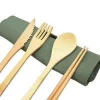 

Portable reusable bamboo kitchen utensils Travel Eco-friendly Fork Spoon Straw Prtical Set