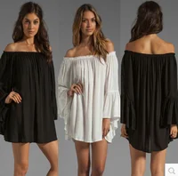 

summer hot sale sexy one shoulder batwing sleeve oversize lady chiffon short dress