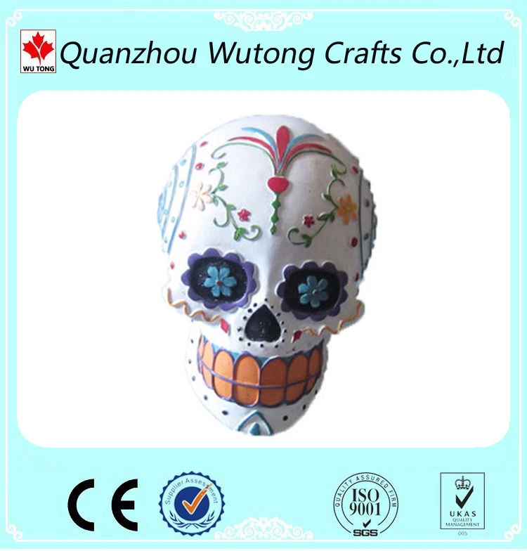 Promotional gift resin skull figure for The day of dead and candy skull