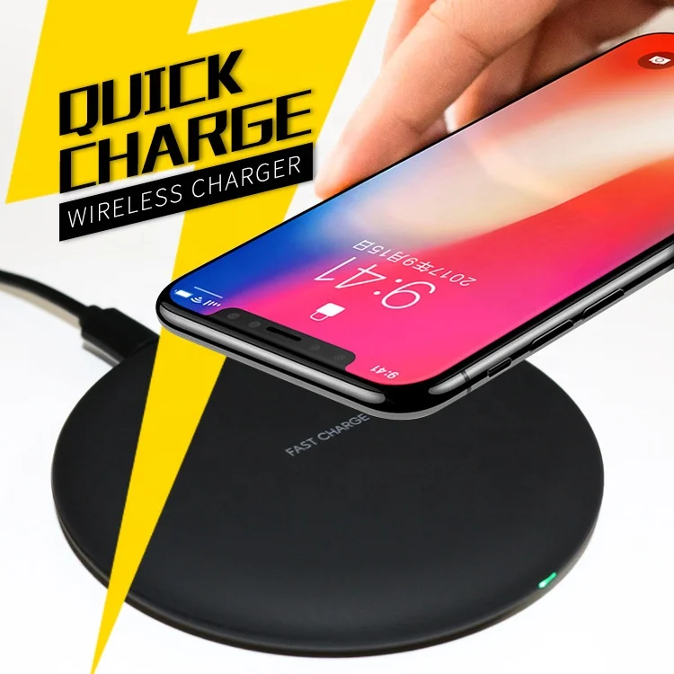 

Promotional gift Mobile phone mini Qi wireless fast 10W charger pad for iPhone 8 plus X Xr Xs max For samsung Galaxy S8 S9 S10, Black ,white