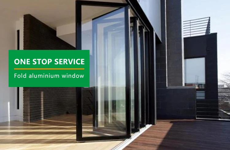 balcony patio courtyard soundproof accordion bifold windows folding glass aluminium bi-folding window for prefab homes