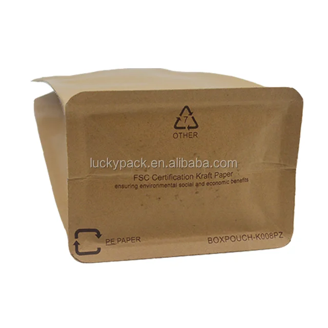 
Customized Easy Tear Zipper Top Food Grade Moisture Proof Kraft Paper coffee beans packaging bags 