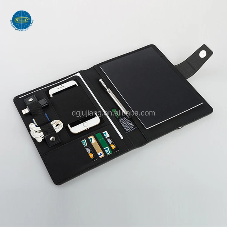 
2017 new design fashion business gift set file folder with power bank 