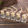 Square glass refillable hanging car aroma diffuser with wood cap