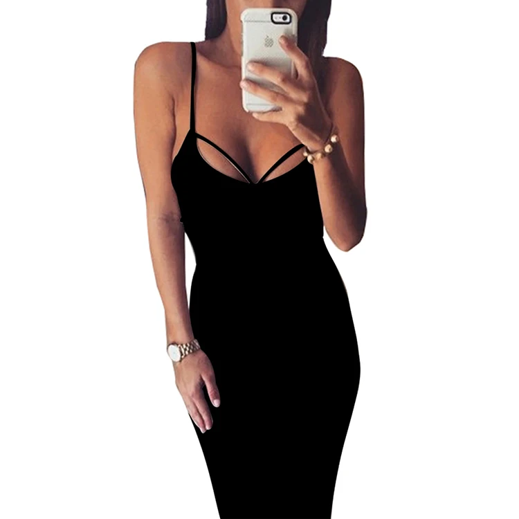 

2018 Wholesale Private Logo Backless Sexy Black Bodycon Dress