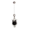 Clear Gemmed Owl Dangle Flexible BioFlex Pregnancy Navel Belly Ring