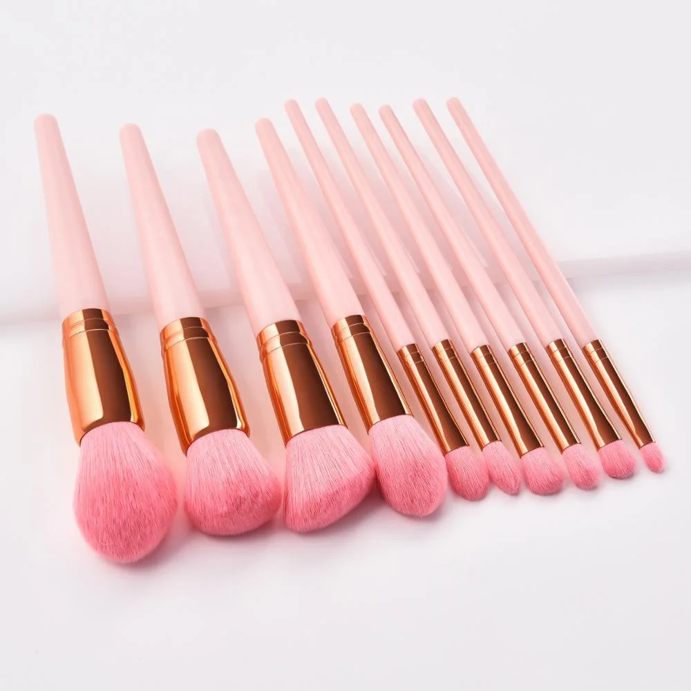 

10pcs pink face eyeliner facial eyebrow eyeshadow brush make up professional makeup brushes bags brush set paypal acccepted