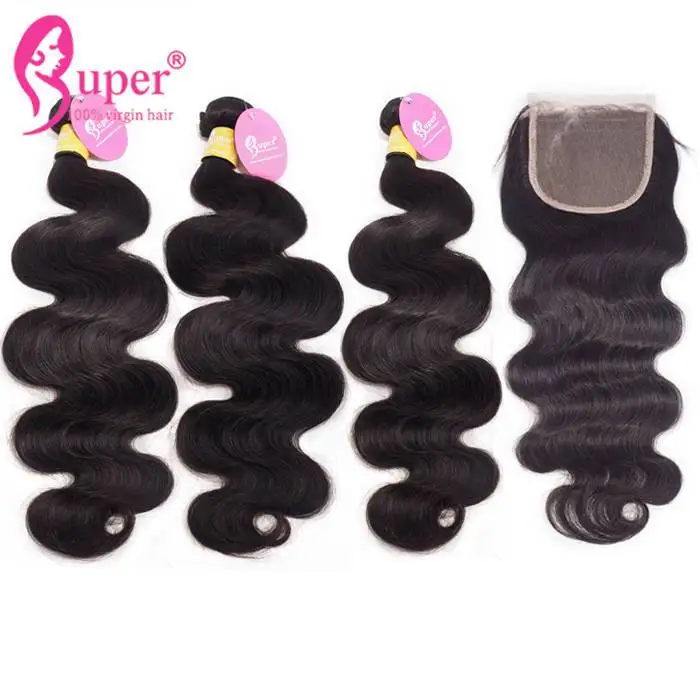 

Peruvian Human Hair Bundles With Closure Set Weave Virgin Body Wave Overnight Shipping