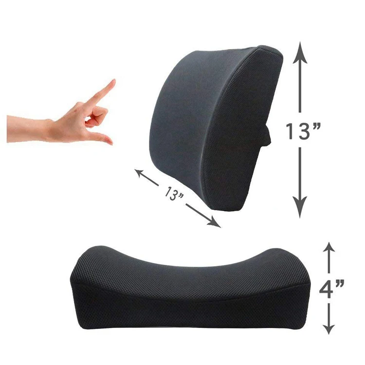 Memory Foam Lumbar Support Cushion With Contoured Ergonomic Design For Back Pain And Posture