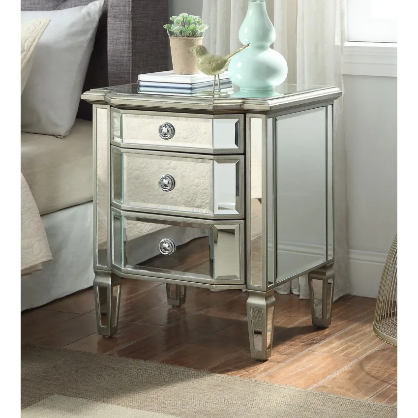 Mirrored & Antique Silver Painted Bedside Table - Buy Nightstand ...