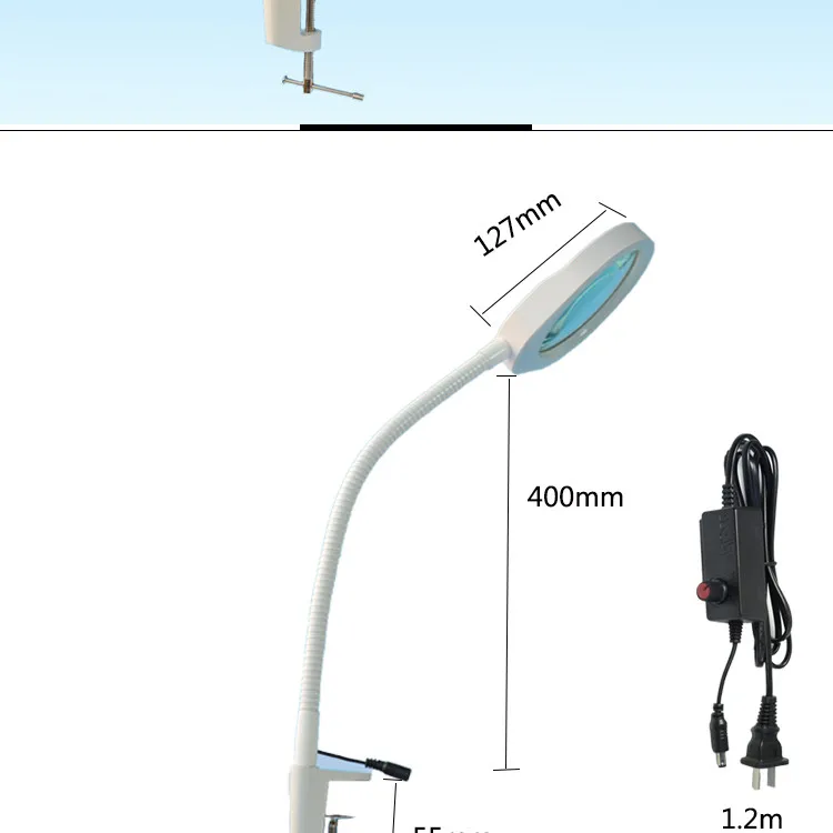 PD-032A desk clamp dimmable magnifying  glass with led lamp laboratory magnifier