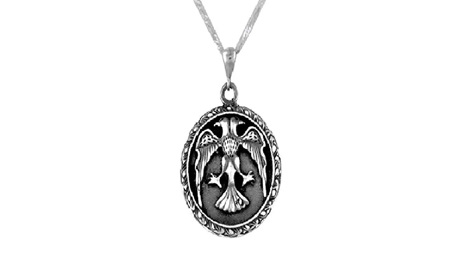 BestAmulets Amulet Spiritual Protection Eagle Lucky Feather Tag Black Agate Pendant Necklace