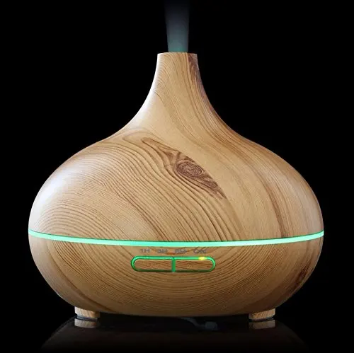 Factory Wholesale Wooden Grain Humidifier Aroma Diffuser Essential Oil Diffuser 300ml with 7 colours Led Lights