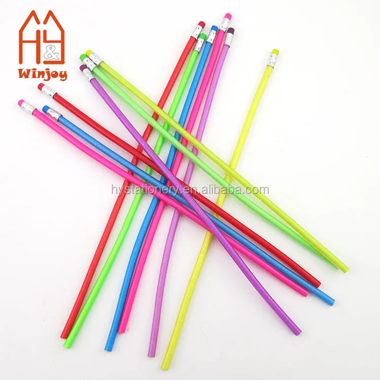 School Supply 30cm Soft Core Pvc Bendy Pencil Flexible Candy Color 