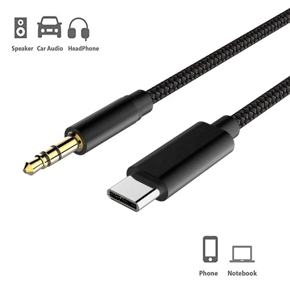 

Gold plated USB C to 3.5mm Male AUX Audio Stereo cable, Black