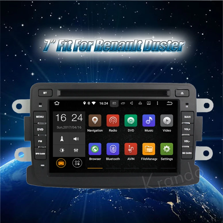 Krando Android 8.1 7" Car Dvd Player Multimedia System For Renault