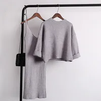 

autumn spring casual women knitted two piece sweater dress lady winter teen girl jumper pullovers suit twin-sets