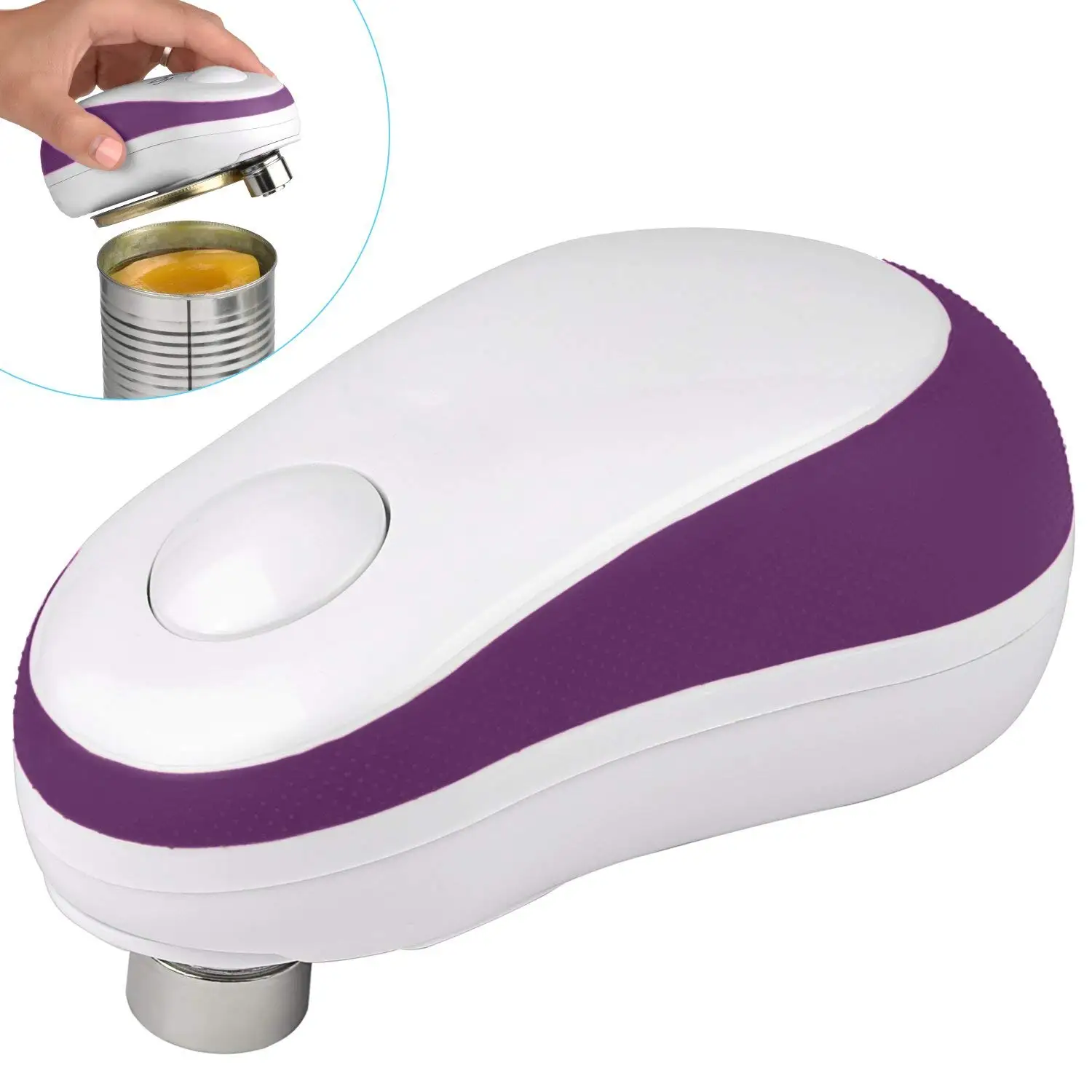 Electric Can Opener, Starew Automatic Can Opener, Restaurant can opener,One Button Start & Auto Stop, Safety Tin Opener with Smooth Edge Left (purple)
