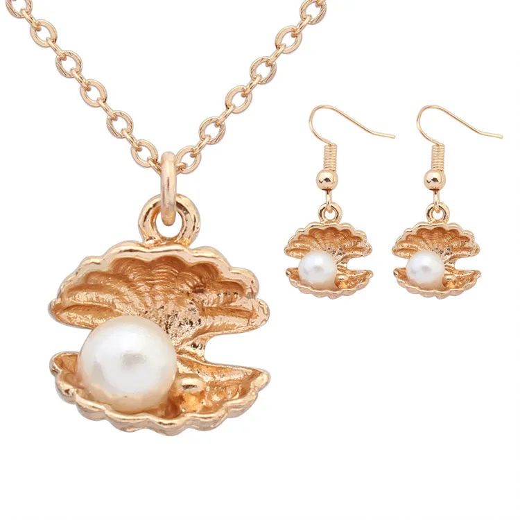 

2017 Ladies' new favorite decoration of shell pearl alloy metal jewelry set