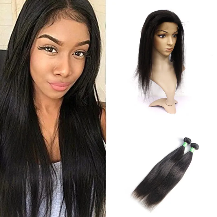 

Best selling wholesale adjustable brazilian human hair Pre Plucked Ear To Ear 360 lace frontal closure with bundles, Natural color #1b,light borwn, dark brown