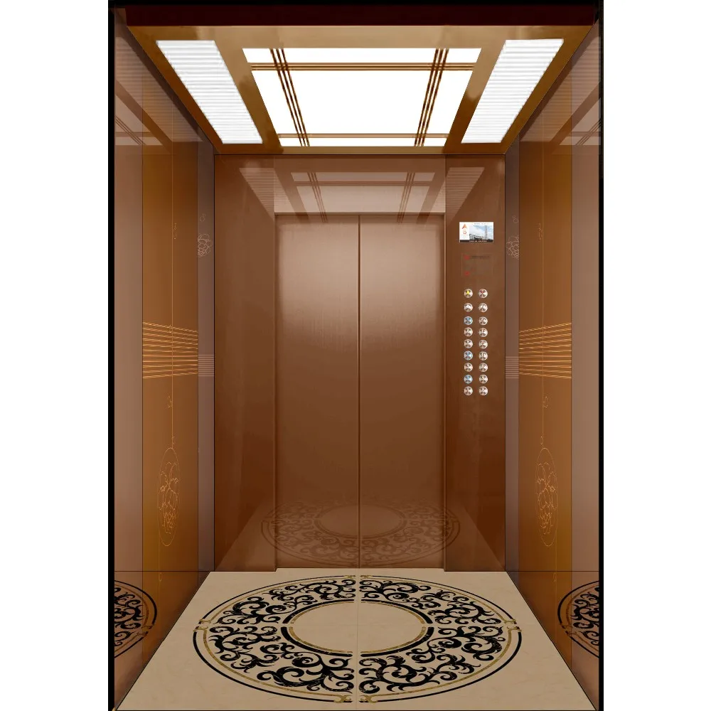 金玫瑰蚀刻镜子时尚风格住宅或商业建筑乘客电梯